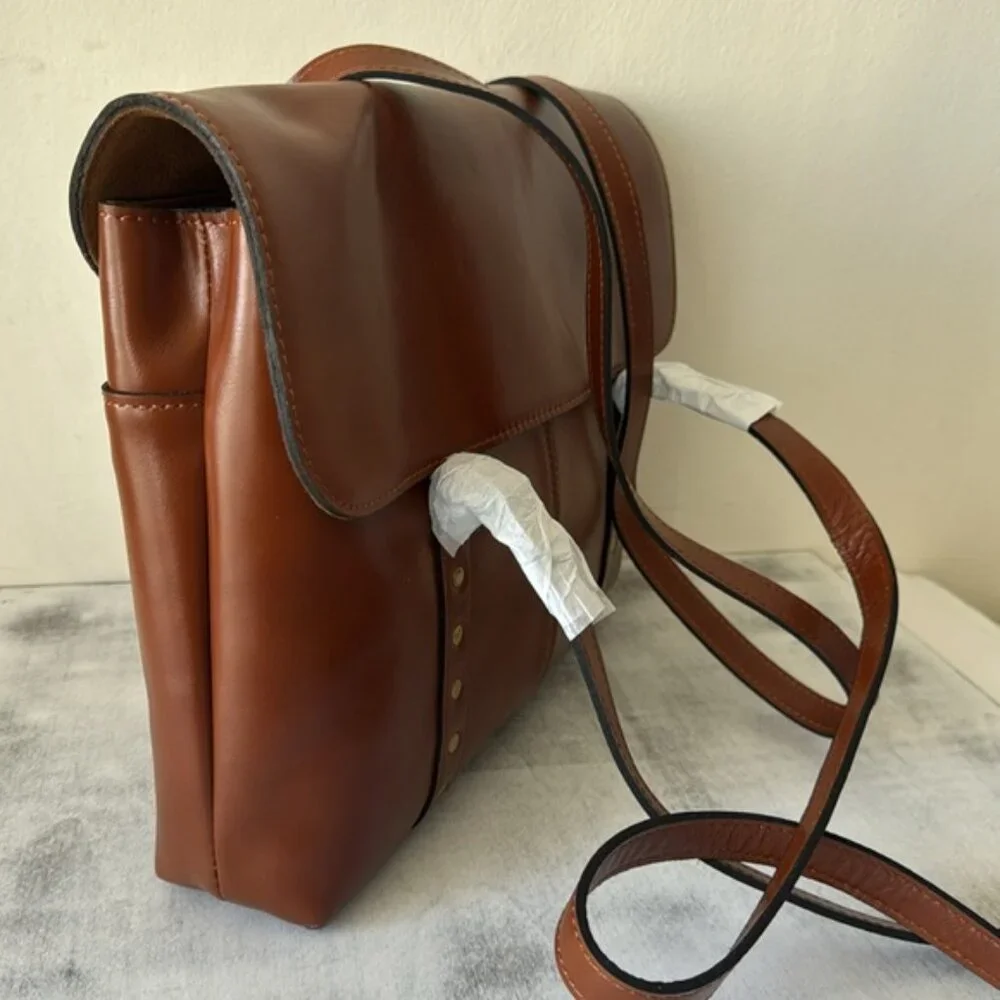 PATRICIA NASH Tan Heritage Leather Amersham Multi Pocket Messenger Bag
